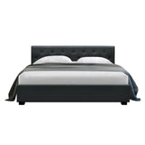 NNEDSZ Vila Bed Frame Fabric Gas Lift Storage - Charcoal Queen