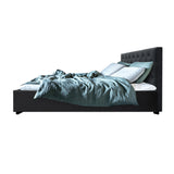 NNEDSZ Vila Bed Frame Fabric Gas Lift Storage - Charcoal Queen