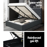 NNEDSZ Vila Bed Frame Fabric Gas Lift Storage - Charcoal Queen