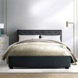 NNEDSZ Vila Bed Frame Fabric Gas Lift Storage - Charcoal Queen