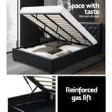 NNEDSZ Ware Bed Frame PU Leather Gas Lift Storage - Black King