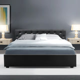 NNEDSZ Ware Bed Frame PU Leather Gas Lift Storage - Black King