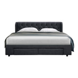 NNEDSZ Mila Bed Frame Storage Drawers Fabric - Charcoal King