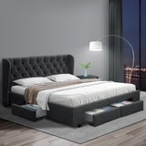 NNEDSZ Mila Bed Frame Storage Drawers Fabric - Charcoal King