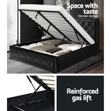 NNEDSZ Tiyo Bed Frame PU Leather Gas Lift Storage - Black Double