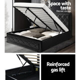 NNEDSZ Tiyo Bed Frame PU Leather Gas Lift Storage - Black Queen