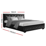 NNEDSZ Tiyo Bed Frame PU Leather Gas Lift Storage - Black King