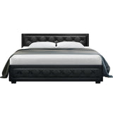 NNEDSZ Tiyo Bed Frame PU Leather Gas Lift Storage - Black King