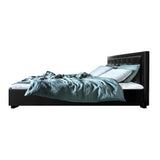 NNEDSZ Tiyo Bed Frame PU Leather Gas Lift Storage - Black King