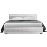 NNEDSZ Tiyo Bed Frame PU Leather Gas Lift Storage - White King