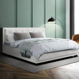 NNEDSZ Tiyo Bed Frame PU Leather Gas Lift Storage - White King