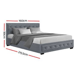 NNEDSZ Tiyo Bed Frame Fabric Gas Lift Storage - Grey Queen