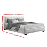 NNEDSZ Tiyo Bed Frame PU Leather Gas Lift Storage - White Queen