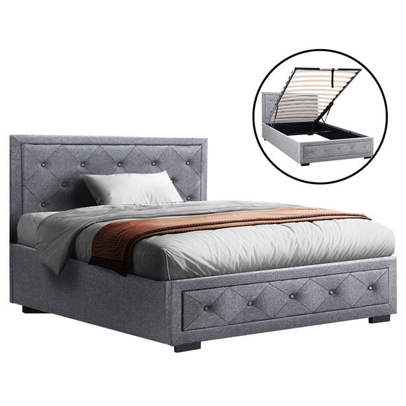 NNEDSZ  Bed Frame King Single Size Gas Lift Base With Storage Mattress Fabric