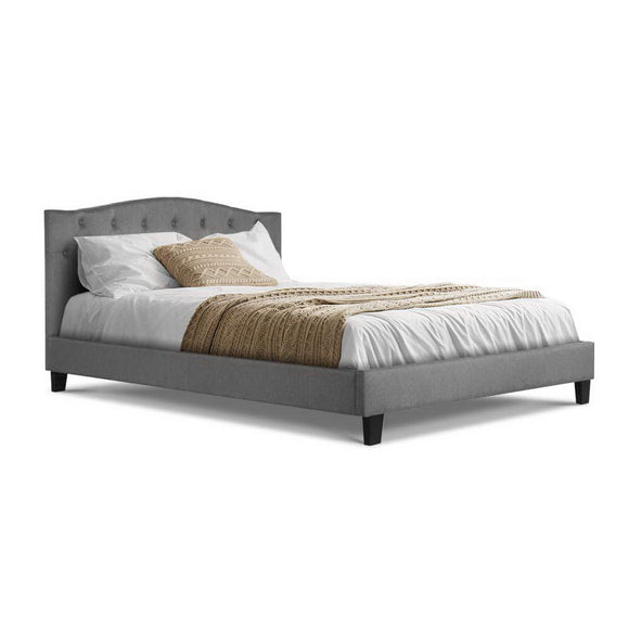 NNEDSZ  Bed Frame Fabric - Grey Queen