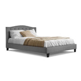 NNEDSZ  Bed Frame Fabric - Grey Queen