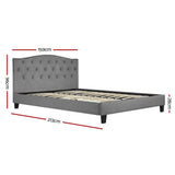 NNEDSZ  Bed Frame Fabric - Grey Queen