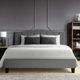 NNEDSZ  Bed Frame Fabric - Grey Queen