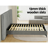 NNEDSZ Bed Frame King Size Bed Base w Oversized Headboard Velvet Fabric Grey