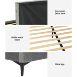 NNEDSZ Bed Frame King Size Bed Base w Oversized Headboard Velvet Fabric Grey