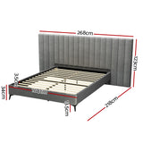 NNEDSZ Bed Frame Queen Size Bed Base w Oversized Headboard Velvet Fabric Grey