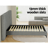 NNEDSZ Bed Frame Queen Size Bed Base w Oversized Headboard Velvet Fabric Grey