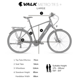NNEMB 2023 Metro TR 5 + Electric Hybrid Bike-Mid-Drive-Large-Dark Grey