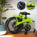 NNEMB 2023 Shuttle 5 Electric Folding Bike-20 Tyres-Shimano 7-Speed-Lime Green