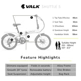 NNEMB 2023 Shuttle 5 Electric Folding Bike-20 Tyres-Shimano 7-Speed-White