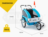 NNEMB Kids Bike Trailer Child Bicycle Pram Stroller Children Jogger Blue