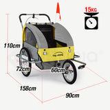 NNEMB Kids Bike Trailer Bicycle Pram Stroller Children Jogger Yellow
