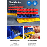 NNEDSZ  Bin Wall 48 Storage Bin Rack Wall Mounted Tools Steel Board Work Garage