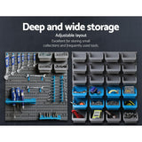 NNEDSZ 88 Parts Wall-Mounted Storage Bin Rack Tool Garage Shelving Organiser Box
