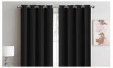 NNEDPE 2x 100% Blockout Curtains Panels 3 Layers Eyelet Black 240x230cm