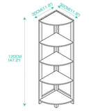 NNEDPE 5-tier Corner Bookshelf Storage Cabinet