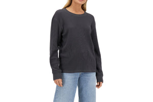 NNEKG Womens Long Sleeve Waffle Tee (La Femme Nikita Size S)