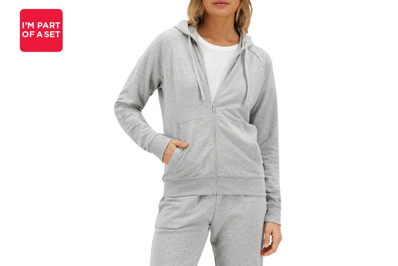 NNEKG Womens Terry Zip Hoodie (Shadow Marle Size L)
