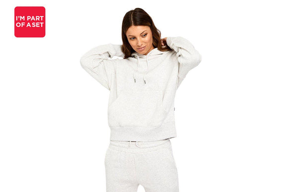 NNEKG Womens Brushed Pullover Hoodie (Ivory Marle Size XS)