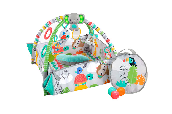 NNEKG Bright Starts 5 in 1 Your Way Ball Play Activity Gym & Ball Pit Totally Tropical