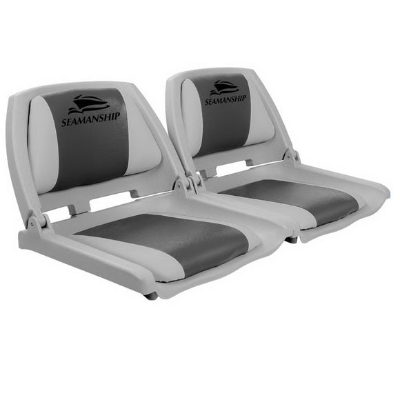 NNEDSZ Set of 2 Folding Swivel Boat Seats - Grey & Charcoal