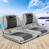 NNEDSZ Set of 2 Folding Swivel Boat Seats - Grey & Charcoal