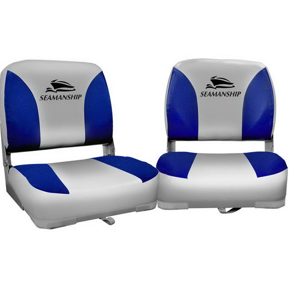 NNEDSZ Set of 2 Folding Swivel Boat Seats - Grey & Blue
