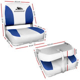 NNEDSZ Set of 2 Folding Swivel Boat Seats - White & Blue