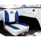 NNEDSZ Set of 2 Folding Swivel Boat Seats - White & Blue