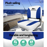 NNEDSZ Set of 2 Folding Swivel Boat Seats - White & Blue