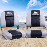 NNEDSZ Set of 2 Folding Boat Seats Seat Marine Seating Set Swivels All Weather Charcoal & Grey
