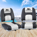 NNEDSZ 2X Folding Boat Seats Seat Marine Seating Set Swivels All Weather
