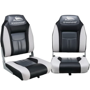 NNEDSZ Set of 2 Folding Swivel Boat Seats - Grey & Black
