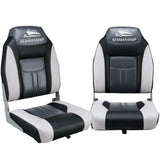 NNEDSZ Set of 2 Folding Swivel Boat Seats - Grey & Black