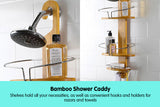 NNEDPE Bamboo Bathroom Shower Caddy Organizer